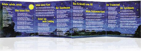 Aufgeklapptes Booklet mit Texten der Schlaflieder CD
